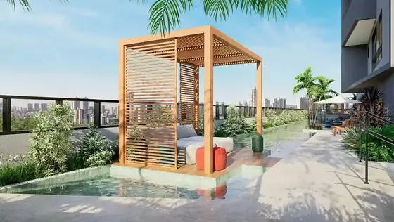Piscina aquecida com deck