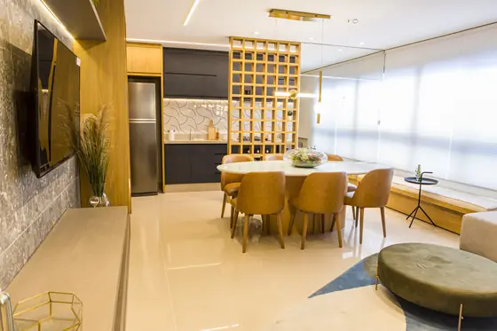 Super sala integrada do decorado de 76 m²