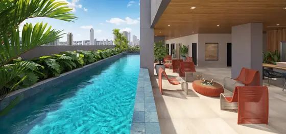 Piscina adulto com raia de 18 m (perspectiva ilustrada)