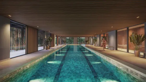 Piscina semiolímpica coberta e climatizada