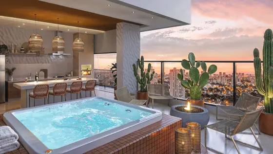 Rooftop: Vulcano Lounge com spa