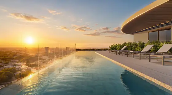 Piscina de borda infinita no rooftop