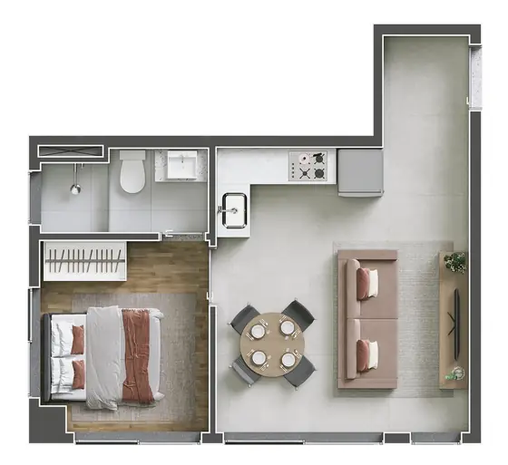 Planta do apartamento de 1 quarto