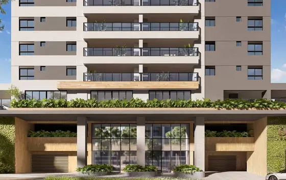 Fachada e acesso com porte-cochère