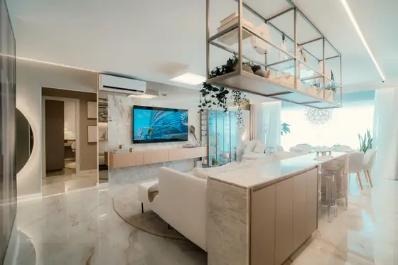 Cozinha integrada ao living no decorado