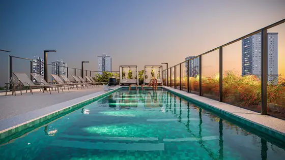 Piscina climatizada com raia